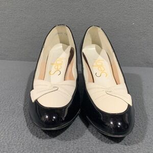 Selby Aristocrat Vintage Black Patent White Leather Kitten Heel Pumps 9.5 A Box
